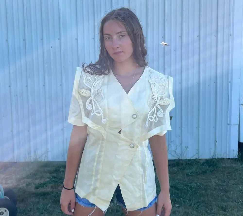 Sunday Shirt Jacket Vintage ANNE FRENCH Women Shirt Lightweight Romantic SZ 6
